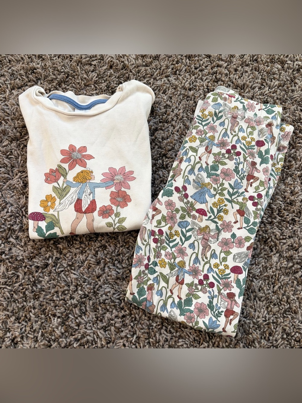 Mini Boden Cream Floral Fairy Kids Long Sleeve Pajama Set